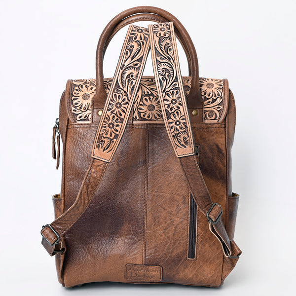 ADBG1088 American Darling Hand-Tooled Leather Western Backpack with Woven Saddle Blanket