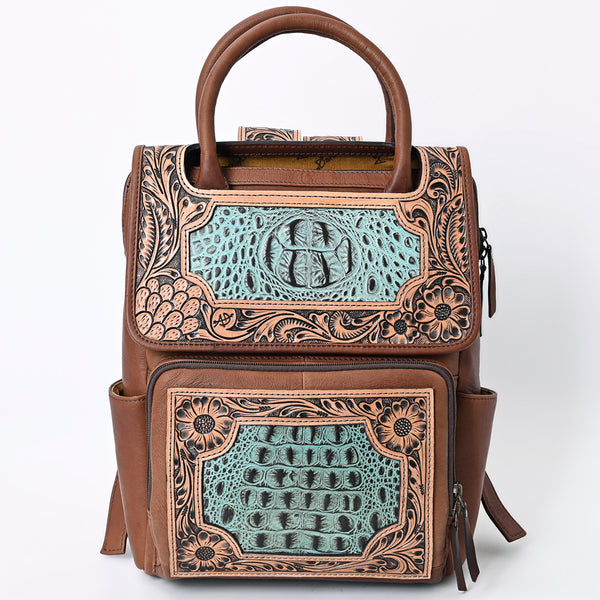 ADBG1088 American Darling Crocodile Embossed Hand-Tooled Leather Western Backpack