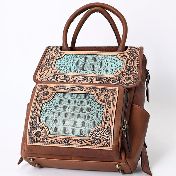 ADBG1088 American Darling Crocodile Embossed Hand-Tooled Leather Western Backpack