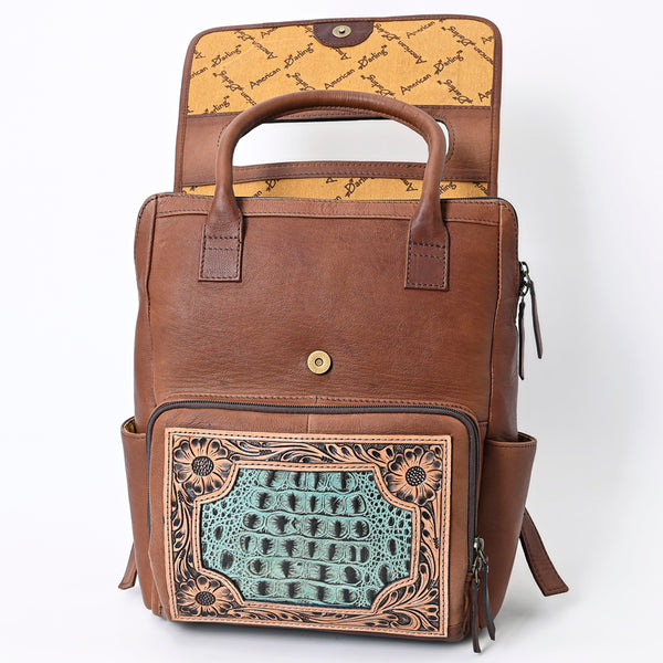 ADBG1088 American Darling Crocodile Embossed Hand-Tooled Leather Western Backpack
