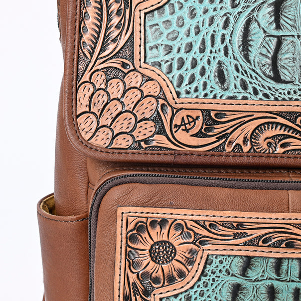 ADBG1088 American Darling Crocodile Embossed Hand-Tooled Leather Western Backpack