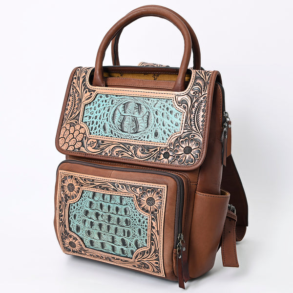 ADBG1088 American Darling Crocodile Embossed Hand-Tooled Leather Western Backpack