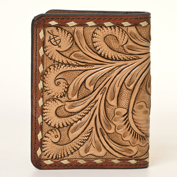 ADBG1092 American Darling Hand-Tooled Western Leather Wallet with Floral Carving