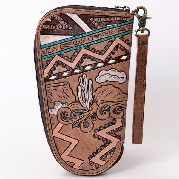 LC-ADGC102 Hand-Tooled Leather Pistol Case with Desert Cactus Scene - American Darling