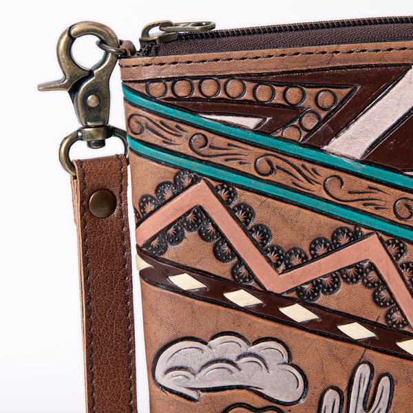 LC-ADGC102 Hand-Tooled Leather Pistol Case with Desert Cactus Scene - American Darling