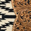 ADBG1094 American Darling Hand-Tooled Western Leather Canteen Bag with Woven Saddle Blanket