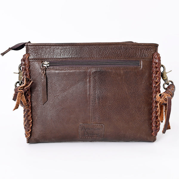 ADBGM335 Hair-On Cowhide Crossbody Bag with Turquoise Concho & Braided Strap - Western Handmade Purse
