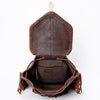 LC-ADBGM275B Cowhide Western Leather Backpack - Braided Trim, Fringe & Buckle Flap