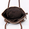 ADBGM315 Western Leather Tote Bag - Braided Handles, Fringe Accents & Turquoise Concho