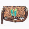 ADBGM169 Hand-Tooled Western Leather Crossbody Purse with Floral Design