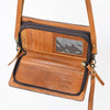 ADBGM169 Hand-Tooled Western Leather Crossbody Purse with Floral Design