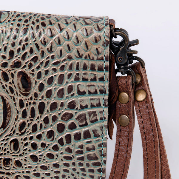 ADBG485 American Darling Crocodile Embossed Leather Organiser Bag