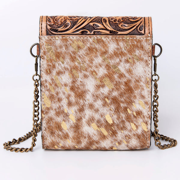 ADBG825 American Darling Western Small Cross body Bag Hair-On Cowhide with Hand Tooled Floral