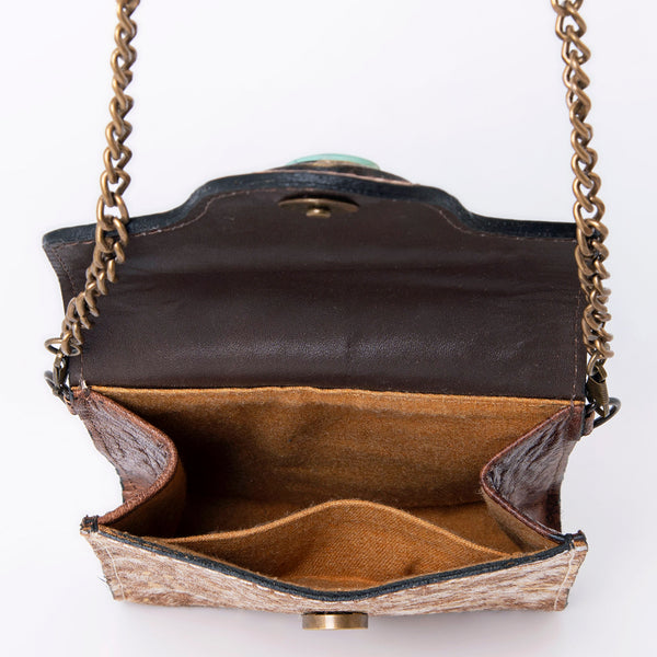 ADBG825 American Darling Western Small Cross body Bag Hair-On Cowhide with Hand Tooled Floral