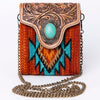ADBG825 American Darling Western Small Cross body Bag Hand Tooled Floral with Hand Woven Saddle Blanket