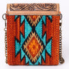 ADBG825 American Darling Western Small Cross body Bag Hand Tooled Floral with Hand Woven Saddle Blanket