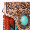 ADBG825 American Darling Western Small Cross body Bag Hand Tooled Floral with Hand Woven Saddle Blanket