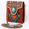 ADBG825 American Darling Western Small Cross body Bag Hand Tooled Floral with Hand Woven Saddle Blanket