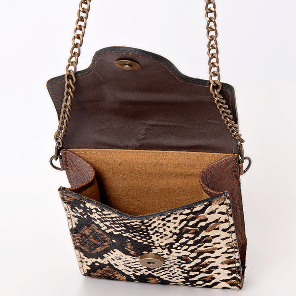 ADBG825 American Darling Western Small Cross body Bag Hair-On Cowhide with Hand Tooled Floral