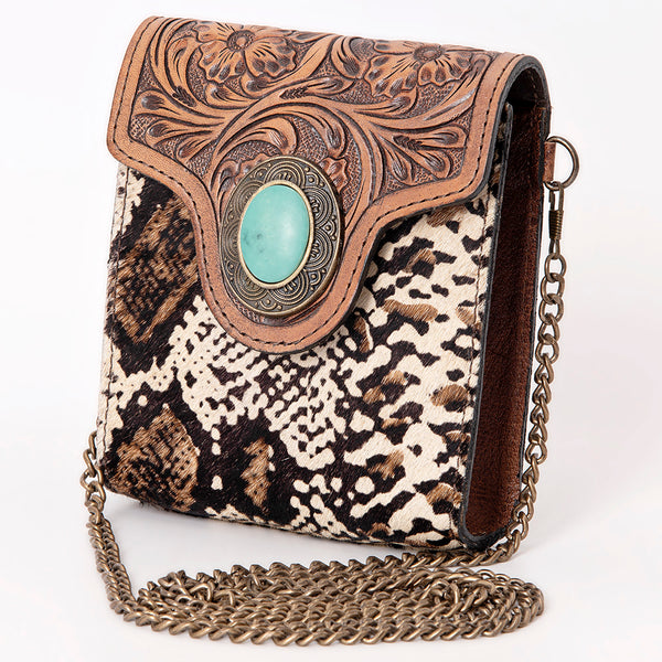 ADBG825 American Darling Western Small Cross body Bag Hair-On Cowhide with Hand Tooled Floral