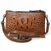 ADBG766 American Darling Western Leather Crossbody Bag - Crocodile Embossed Handcrafted Purse