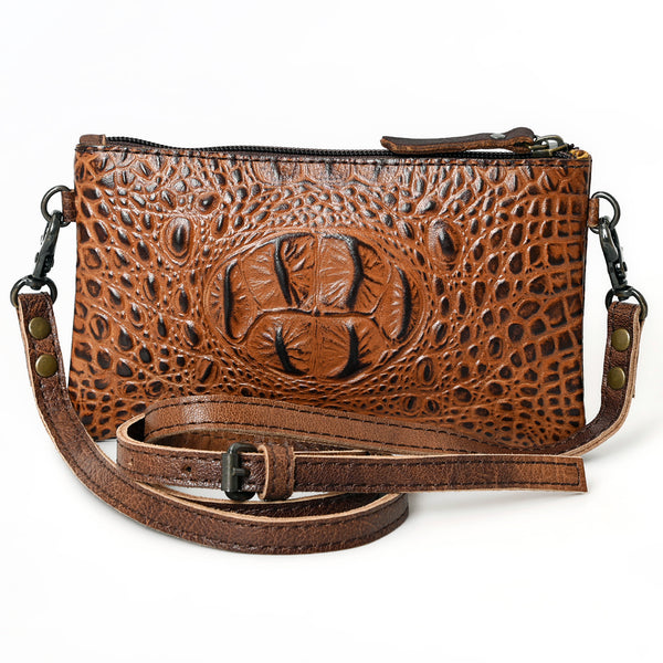 ADBG766 American Darling Western Leather Crossbody Bag - Crocodile Embossed Handcrafted Purse