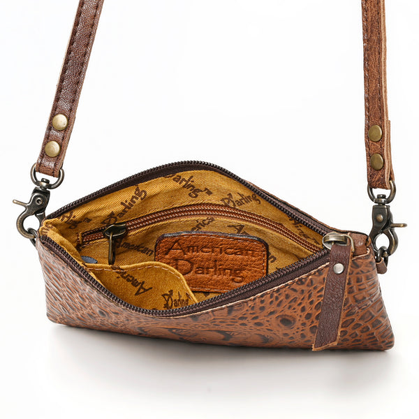 ADBG766 American Darling Western Leather Crossbody Bag - Crocodile Embossed Handcrafted Purse