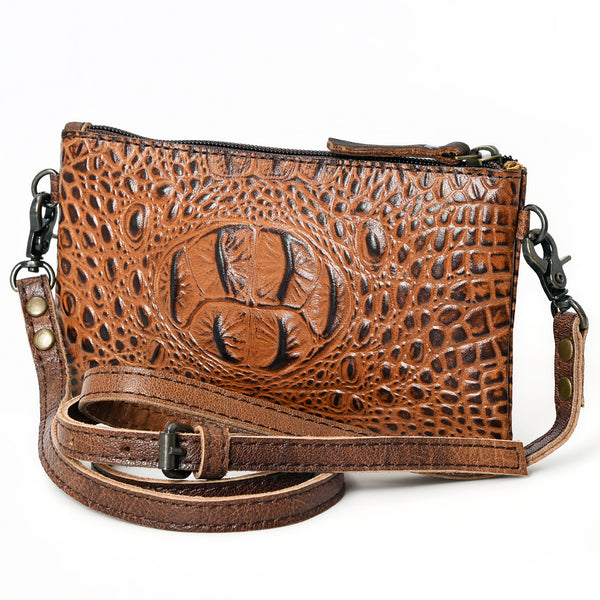 ADBG766 American Darling Western Leather Crossbody Bag - Crocodile Embossed Handcrafted Purse