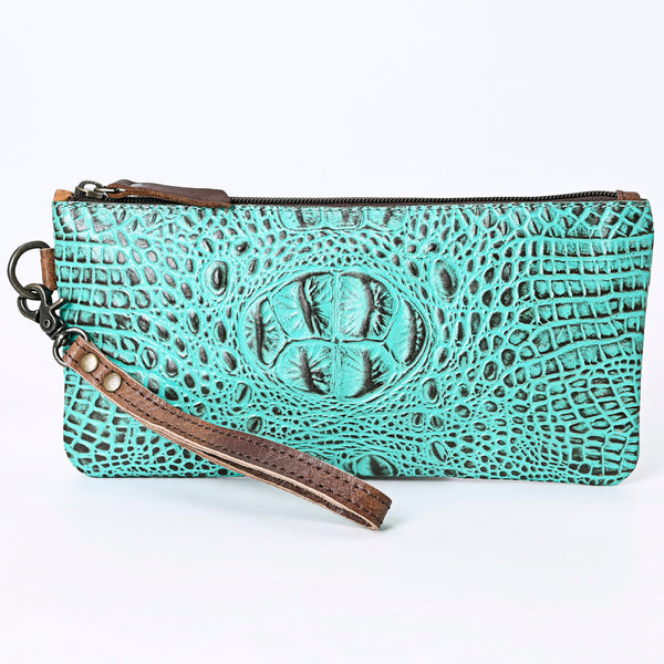 ADBG768 American Darling Handcrafted Embossed Leather Wristlet Zippered Clutch Wallet Bag
