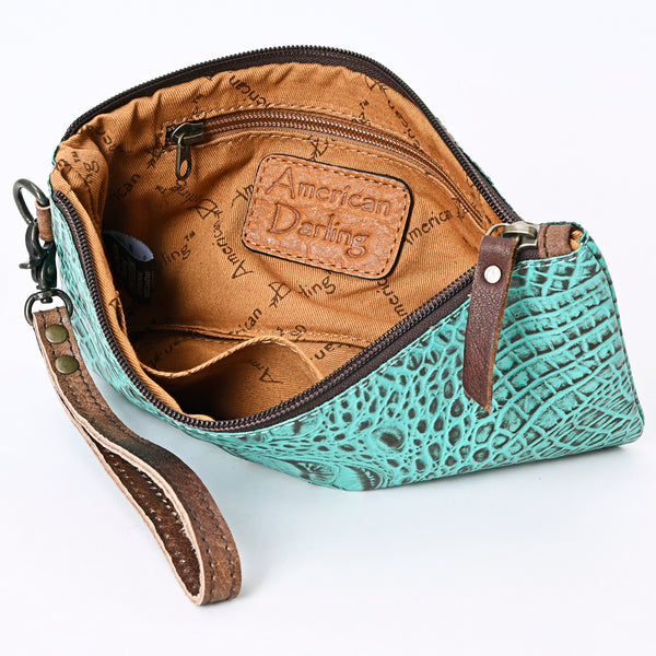 ADBG768 American Darling Handcrafted Embossed Leather Wristlet Zippered Clutch Wallet Bag