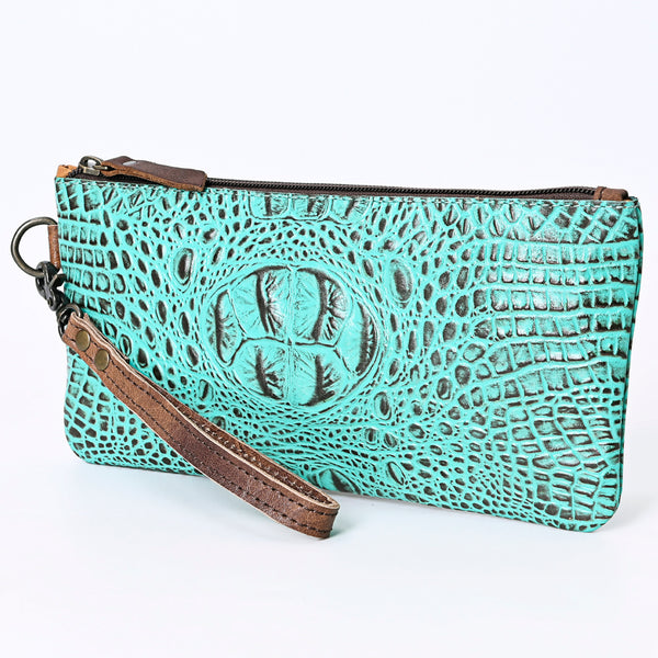 ADBG768 American Darling Handcrafted Embossed Leather Wristlet Zippered Clutch Wallet Bag