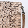 ADBGS178 Crocodile Embossed Genuine Leather Crossbody Envelope - Western Style