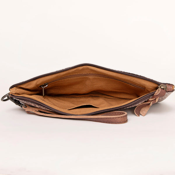 ADBG768 American Darling Handcrafted Embossed Leather Wristlet Zippered Clutch Wallet Bag