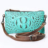 ADBG766 American Darling Western Leather Crossbody Bag - Crocodile Embossed Handcrafted Purse