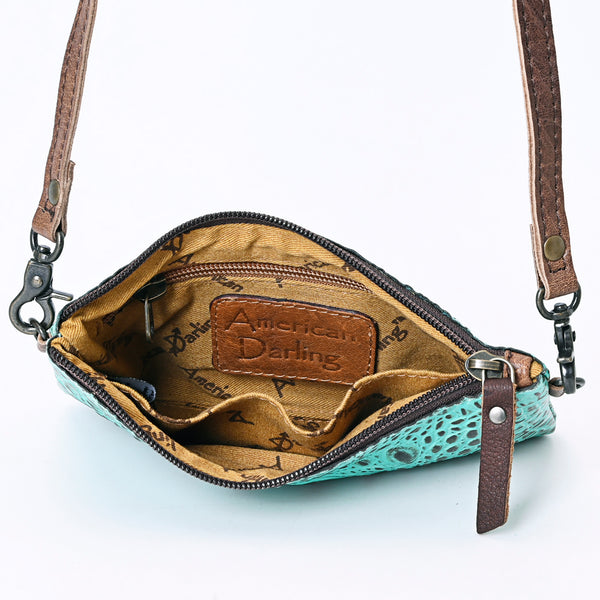 ADBG766 American Darling Western Leather Crossbody Bag - Crocodile Embossed Handcrafted Purse