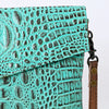 ADBGS178 Crocodile Embossed Genuine Leather Crossbody Envelope - Western Style