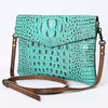 ADBGS178 Crocodile Embossed Genuine Leather Crossbody Envelope - Western Style