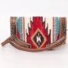 ADBG1097 American Darling Western Leather Crossbody Hand Bag with Woven Saddle Blanket
