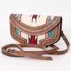 ADBG1097 American Darling Western Leather Crossbody Hand Bag with Woven Saddle Blanket
