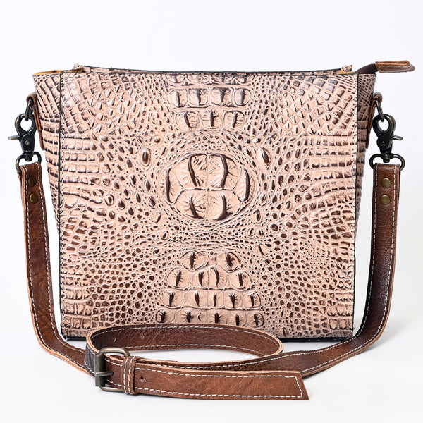 ADBG970 American Darling Crocodile Embossed Western Leather Large Cross body Bag