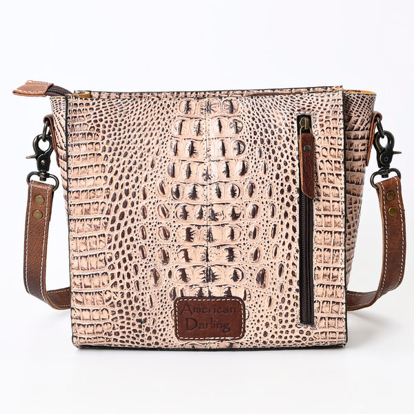 ADBG970 American Darling Crocodile Embossed Western Leather Large Cross body Bag