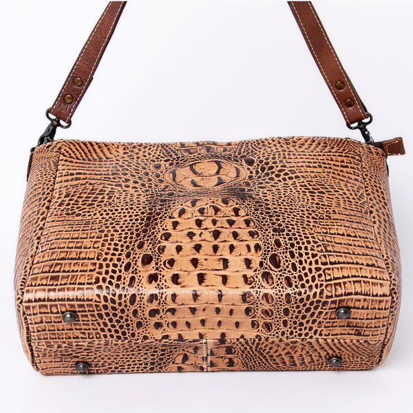 ADBG971 American Darling Crocodile Embossed Western Leather Messenger Bag