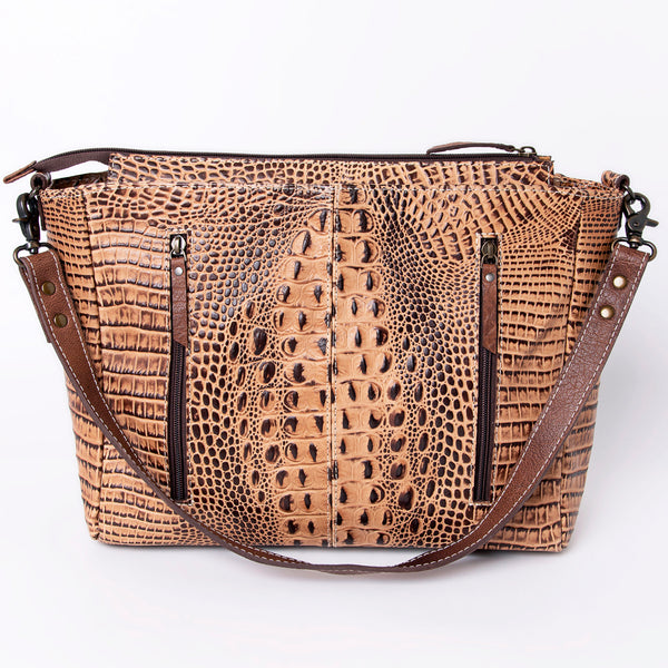 ADBG971 American Darling Crocodile Embossed Western Leather Messenger Bag