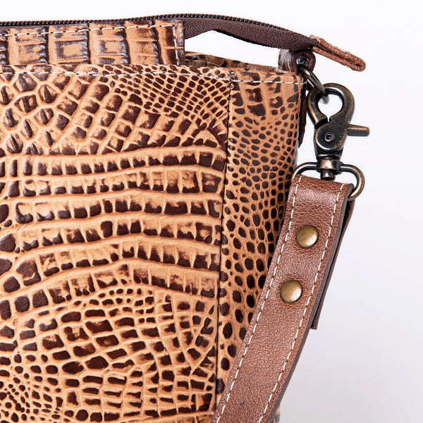 ADBG971 American Darling Crocodile Embossed Western Leather Messenger Bag
