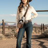 ADBG1103 American Darling Western Leather Crossbody Bag Hair-On Cowhide Hand-Tooled Floral Front