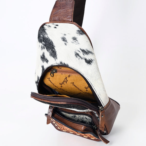 ADBG1103 American Darling Western Leather Crossbody Bag Hair-On Cowhide Hand-Tooled Floral Front
