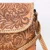 ADBG1108 American Darling Handcrafted Leather Western Crossbody Bag Hand-Tooled Floral Carving with Genuine Leather
