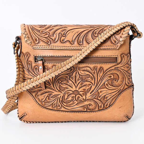 ADBG1108 American Darling Handcrafted Leather Western Crossbody Bag Hand-Tooled Floral Carving with Genuine Leather