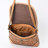 ADBG1108 American Darling Handcrafted Leather Western Crossbody Bag Hand-Tooled Floral Carving with Genuine Leather