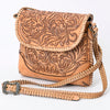 ADBG1108 American Darling Handcrafted Leather Western Crossbody Bag Hand-Tooled Floral Carving with Genuine Leather